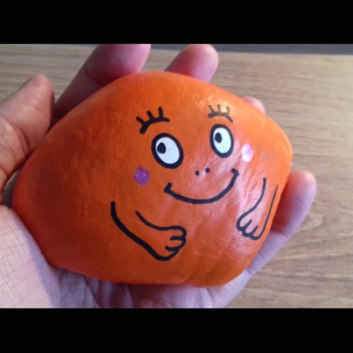 Savouspate Barbapapa orange sur galet : jouons ensemble  Fb-Rocks !
